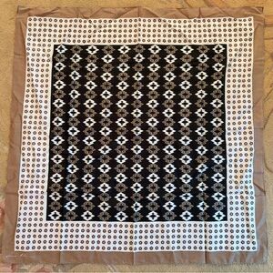 Anne Klein Brown Geometric Square Scarf 30x30 Signature Print